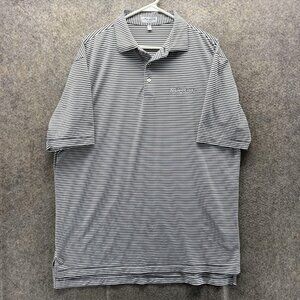 Peter Millar Polo Shirt Mens Large Gray Stripe Summer Comfort NetJets Golf